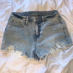 Wild Fable Distressed and Lace Pocket Jean Shorts